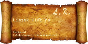 Liszek Klára névjegykártya